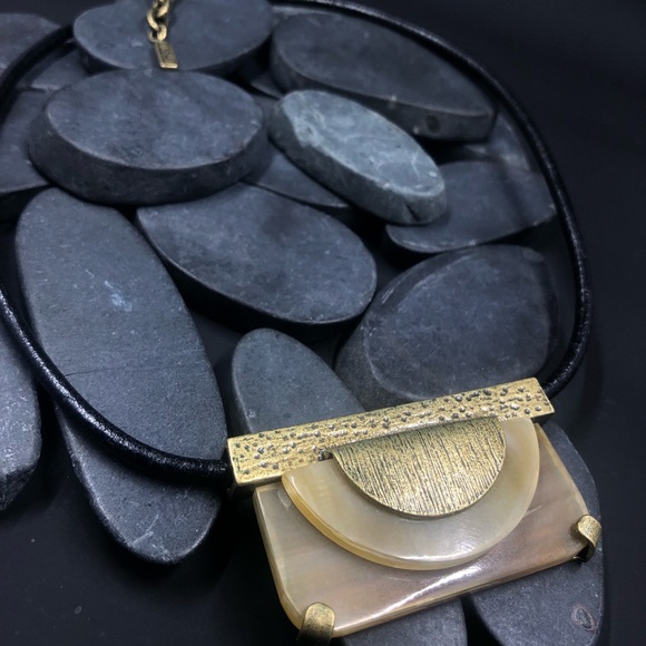 Silpada Eclipse Brass leather and horn necklace - Picture 12 of 17